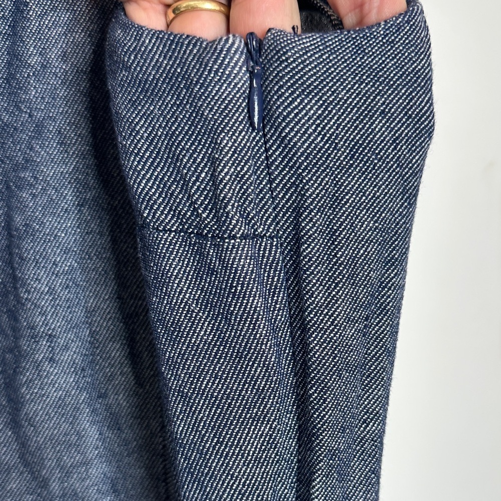 Liz Claiborne Linen Blue Midi Dress with Waist Tie - Picture 6 of 10